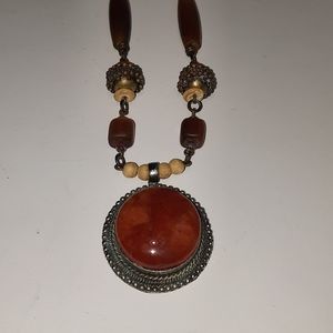 Beautiful stone and silver tone necklace